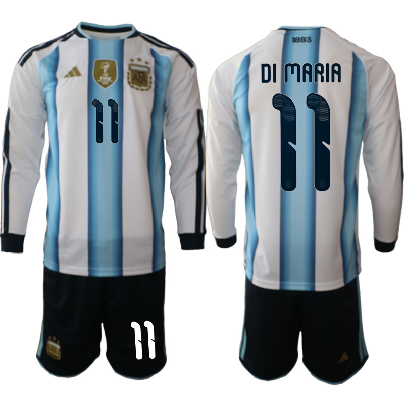 Men Argentina Long sleeve home 0132 style 2026 World Cup Soccer jersey